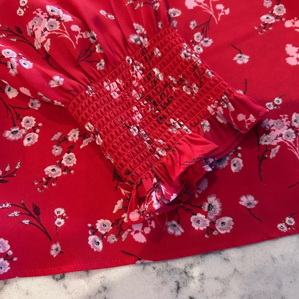 CeCe Red Floral Blouse - Picture 5 of 5